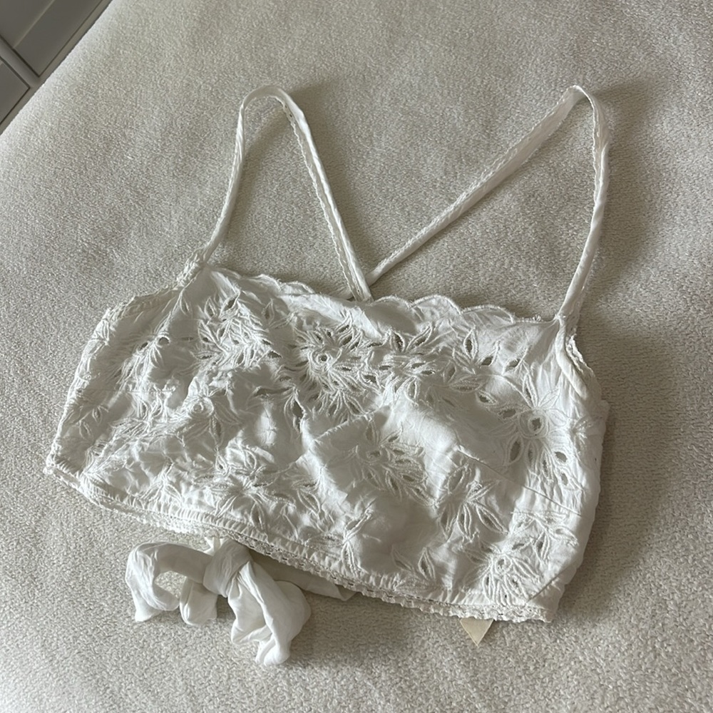 Free People Intimately White Eyelet Top Sz M